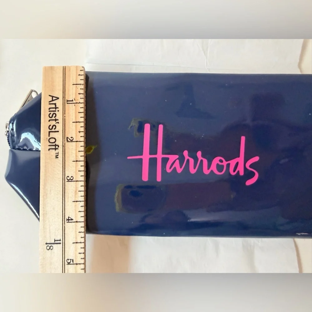 Harrods Midnight Blue Gloss Pouch | Barbie Pink Logo Makeup Bag
